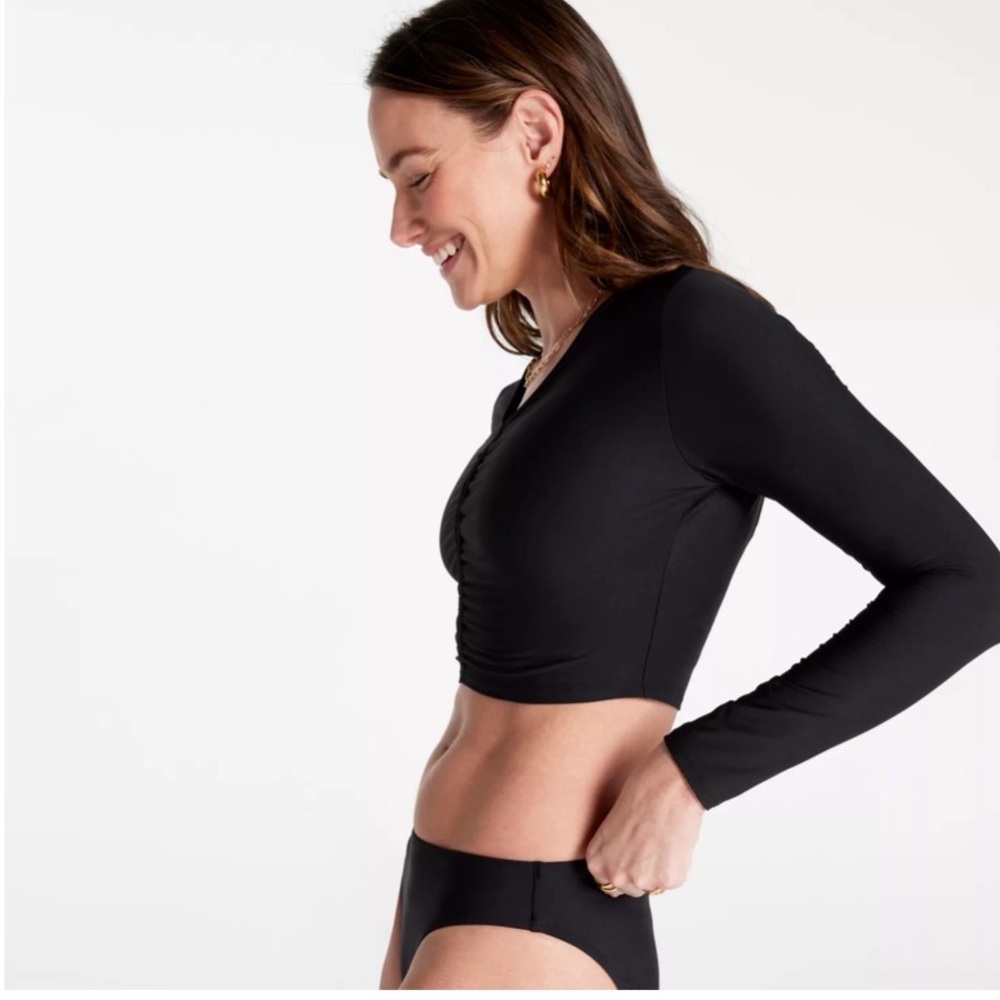CALIA Swim Rashguard Long Sleeve Cropped Top XL, Athleisure, black spf 50 - Picture 2 of 7